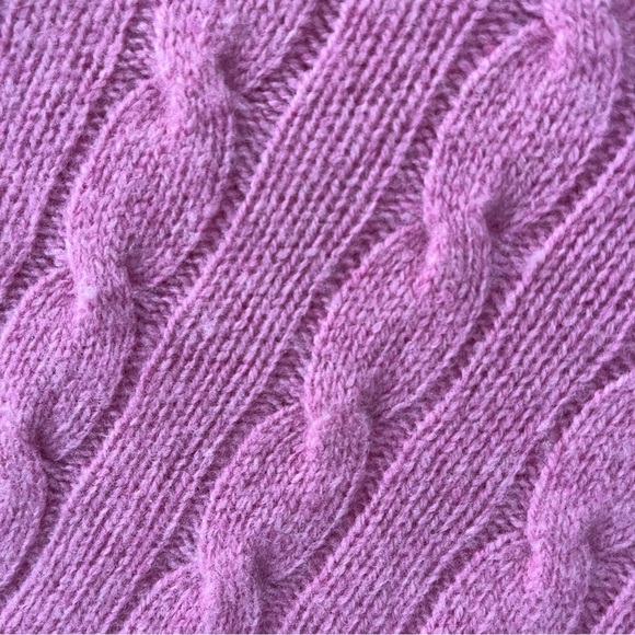 Polo Ralph Lauren Pink Cable Knit Wool Cashmere V-Neck Sweater Size M - Picture 6 of 8